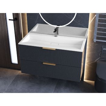 Тумба підвісна Status Aqua 100 Антрацит, з умивальником Magnat Low 100