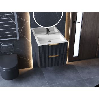 Тумба підвісна Status Aqua 50 Антрацит, з умивальником Deko Low 50