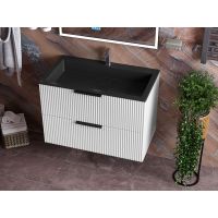 Тумба подвесная Status Aqua 80, с умывальником Aria Low 80 Black