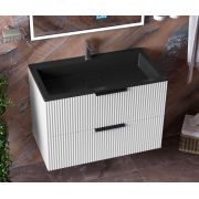 Тумба подвесная Status Aqua 80, с умывальником Aria Low 80 Black