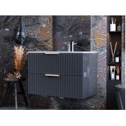 Тумба підвісна Status Aqua 80 Антрацит, з умивальником Aria Low 80