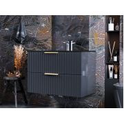 Тумба підвісна Status Aqua 80 Антрацит, з умивальником Aria Low 80 Black