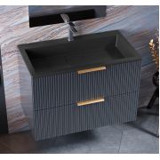 Тумба підвісна Status Aqua 80 Антрацит, з умивальником Aria Low 80 Black