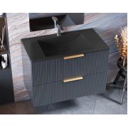 Тумба подвесная Status Aqua 80 Антрацит, с умывальником Neil Low 80 Black