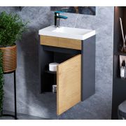 Тумба лакированная, подвесная Status Brosco Дуб, под умывальник Rea