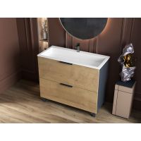 Тумба Status Hartia 100 Дуб, с умывальником Aria Low 100