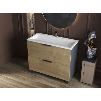 Тумба Status Hartia 100 Дуб, с умывальником Magnat Low 100