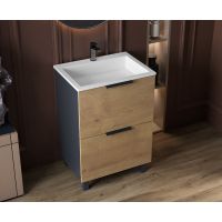 Тумба Status Hartia 60 Дуб, с умывальником Aria Low 60