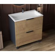 Тумба Status Hartia 80 Дуб, с умывальником Aria Low 80