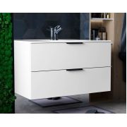 Тумба подвесная Status Juna 100, с умывальником Aria Low 100