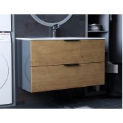 Тумба подвесная Status Juna 100 Дуб, с умывальником Aria Low 100