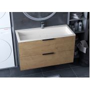 Тумба подвесная Status Juna 100 Дуб, с умывальником Aria Low 100