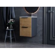 Тумба підвісна Status Juna 40 Дуб, з умивальником Aria Low 40