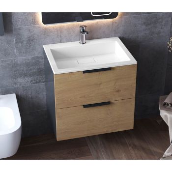 Тумба подвесная Status Juna 50 Дуб, с умывальником Aria Low 50