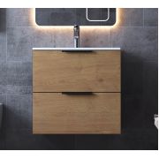 Тумба підвісна Status Juna 60 Дуб, з умивальником Aria Low 60