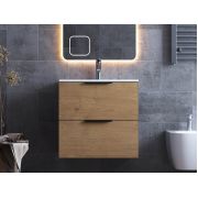 Тумба підвісна Status Juna 60 Дуб, з умивальником Aria Low 60