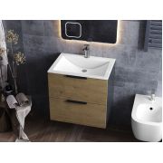 Тумба подвесная Status Juna 50 Дуб, с умывальником Brest Low 50