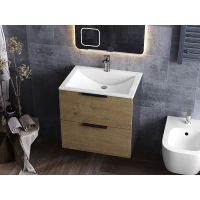 Тумба подвесная Status Juna 50 Дуб, с умывальником Brest Low 50