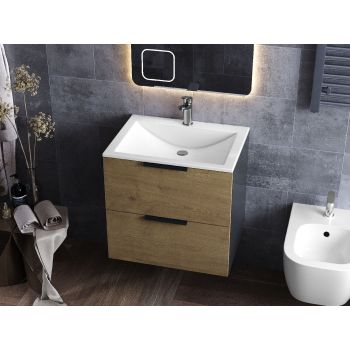 Тумба подвесная Status Juna 50 Дуб, с умывальником Brest Low 50