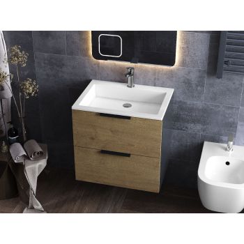 Тумба подвесная Status Juna 50 Дуб, с умывальником Deko Low 50
