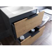 Тумба подвесная Status Juna 60 Дуб, с умывальником Brest Low 60