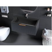 Тумба подвесная Status Vista 80 Антрацит, с умывальником Aria Low 80 Black
