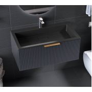 Тумба подвесная Status Vista 80 Антрацит, с умывальником Aria Low 80 Black