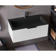Тумба подвесная Status Vista 80, с умывальником Aria Low 80 Black