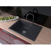 Гранитная кухонная мойка Lexona Argo 60 черная со смесителем