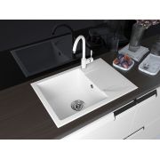 Гранитная кухонная мойка Lexona Argo 60 белая со смесителем