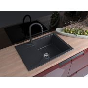 Гранитная кухонная мойка Lexona Argo 60 черная со смесителем