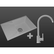 Гранітна кухонна мийка Lexona Argo 60 сіра з краном 