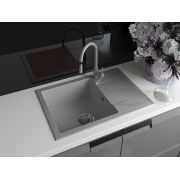 Гранітна кухонна мийка Lexona Argo 60 сіра з краном 