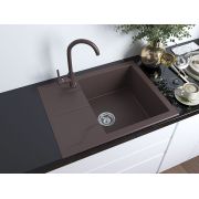 Гранітна кухонна мийка Lexona Granta 60 коричнева з краном 