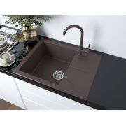 Гранітна кухонна мийка Lexona Granta 60 коричнева з краном 