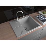 Гранитная кухонная мойка Lexona Granta 60 серая со смесителем
