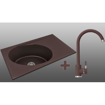 Комплект Кухонная Мойка + Кран Lexona ANTIKA Коричневый