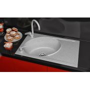 Гранітна кухонна мийка Lexona ANTIKA сіра з краном 