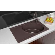 Гранитная кухонная мойка Lexona ANTIKA коричневая со смесителем