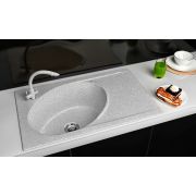 Гранітна кухонна мийка Lexona ANTIKA сіра з краном 