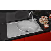 Гранітна кухонна мийка Lexona ANTIKA сіра з краном 