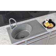 Гранітна кухонна мийка Lexona ANTIKA сіра з краном 