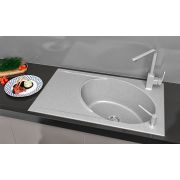 Гранітна кухонна мийка Lexona ANTIKA сіра з краном 