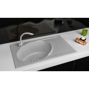 Гранітна кухонна мийка Lexona ANTIKA сіра з краном 