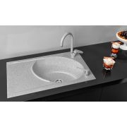 Гранітна кухонна мийка Lexona ANTIKA сіра з краном 