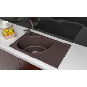 Гранитная кухонная мойка Lexona ANTIKA коричневая со смесителем