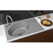 Гранітна кухонна мийка Lexona ANTIKA сіра з краном 