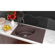 Гранитная кухонная мойка Lexona ANTIKA коричневая со смесителем