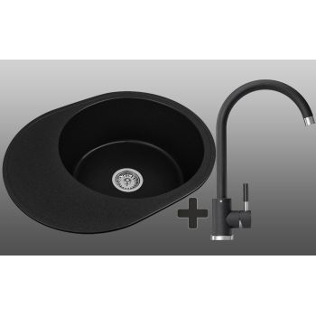 Комплект Кухонная Мойка + Кран Lexona ARCA Черный