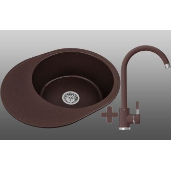 Комплект Кухонная Мойка + Кран Lexona ARCA Коричневый